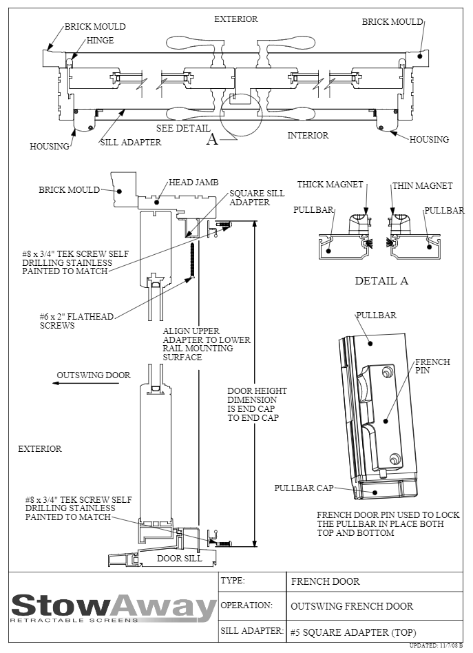 Outswing French Door Square Top Sill